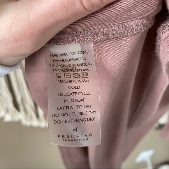 Peruvian Connection dusty pink pima cotton layering long sleeve tee EUC - Picture 7 of 7